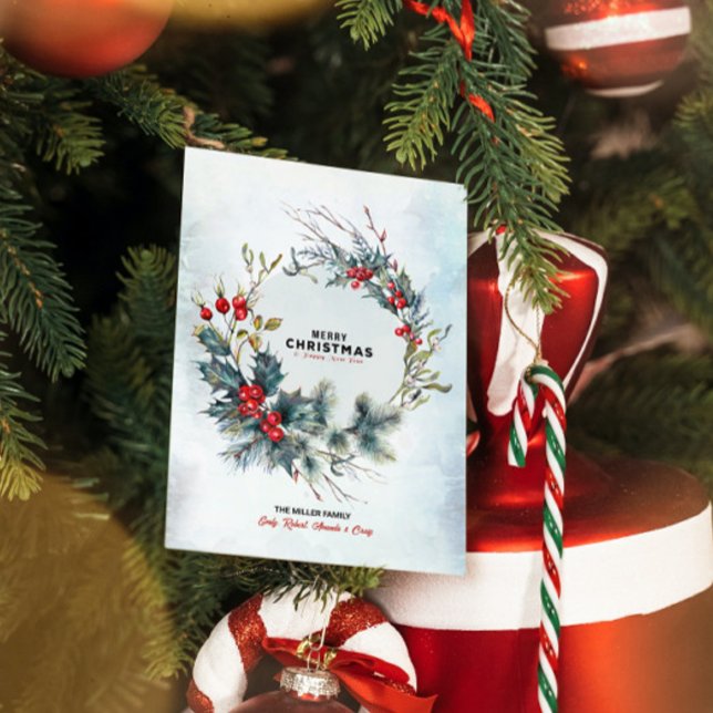 Weihnachts Berries Wreath Frohe Weihnachtsgeschich Einladung (Von Creator hochgeladen)