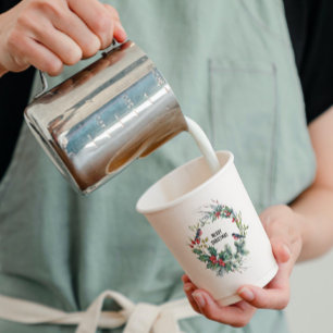 Weihnachts Berries Wreath Frohe Weihnachtsgeschich Pappbecher