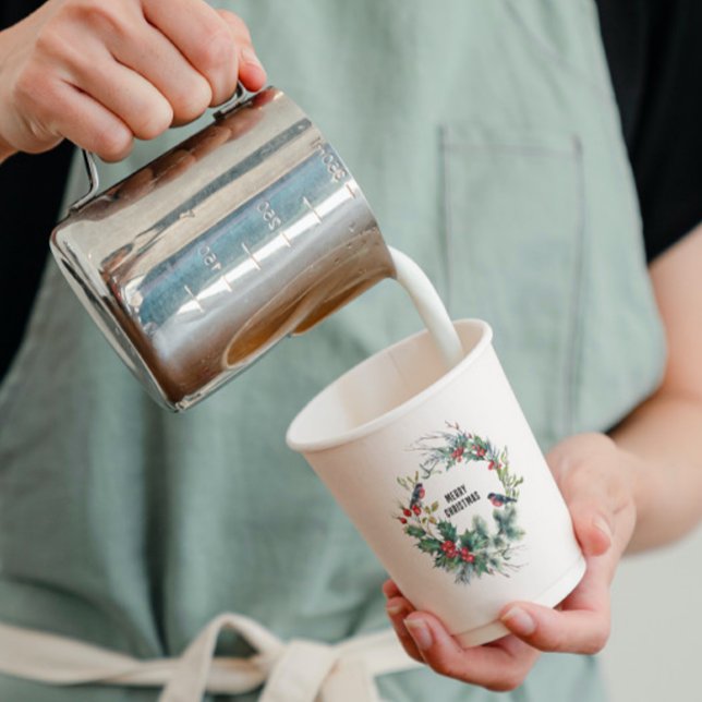 Weihnachts Berries Wreath Frohe Weihnachtsgeschich Pappbecher (Von Creator hochgeladen)