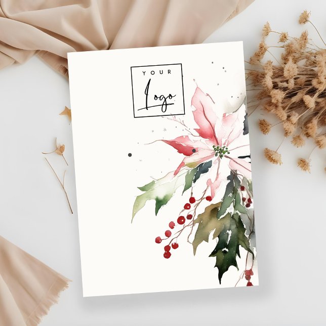 Weihnachts-Berry Poinsettia-Wasserfarben-Ohrring-L Visitenkarte (Von Creator hochgeladen)