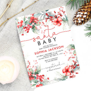 Weihnachts Berry Santa Baby Dusche Einladung