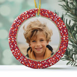 Weihnachts Berry Wreath Doppelseitiges 2-Foto Keramik Ornament<br><div class="desc">Custom Foto Ornament - Fügen Sie auf jeder Seite des klingonischen Punktberry-Kranzes ein Foto hinzu. FOTO-TIPP: Wenn Ihr Foto nicht richtig passt,  klicken Sie auf DIESE Schaltfläche CUSTOMIZE und passen das Foto an.</div>