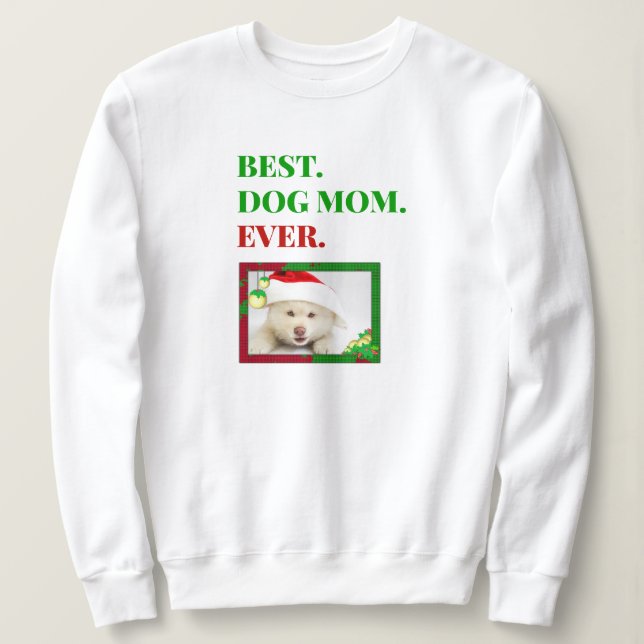 Weihnachts-Beste Hündin-Mama je Foto Sweatshirt (Design vorne)