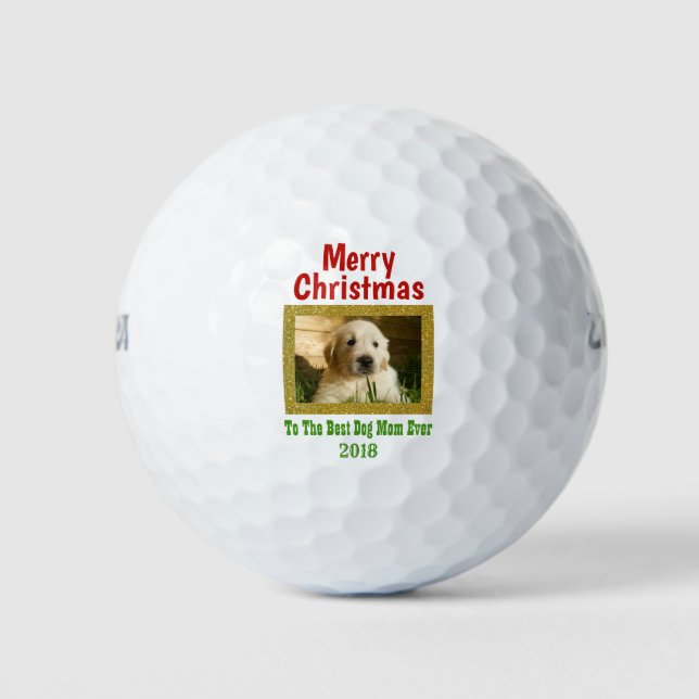 Weihnachts Beste Hündin Mama je Haustier Custom Fo Golfball (Vorderseite)
