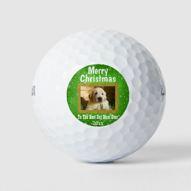 Weihnachts Beste Hündin Mama je Haustier Custom Fo Golfball (Vorderseite)