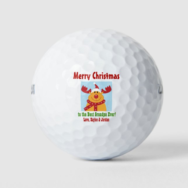 Weihnachts Beste Opa je Name Rentier Golfball (Vorderseite)
