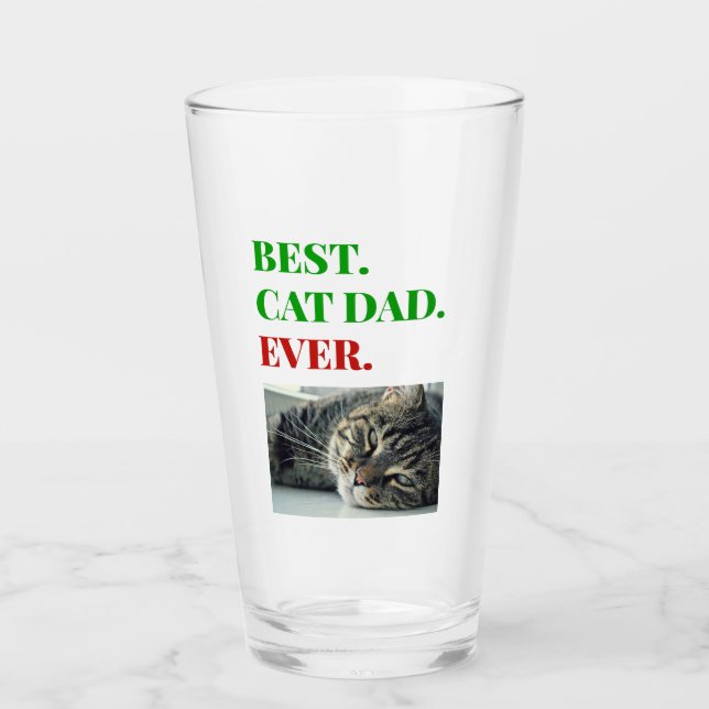 Weihnachts Bester Cat Vater je Foto Beer Pint Glas (Vorderseite)