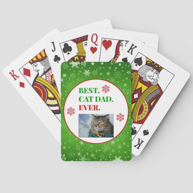 Weihnachts Bester Cat Vater je Foto Spielkarten (Rückseite)