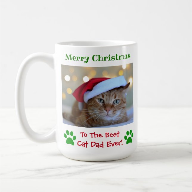 Weihnachts Bester Cat Vater Jeden Haustier Foto Kaffeetasse (Links)