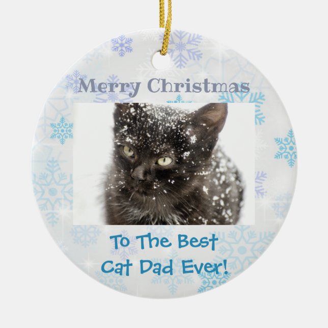 Weihnachts Bester Cat Vater Jeden Haustier Foto Keramik Ornament (Vorne)