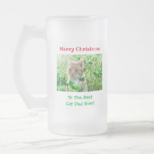 Weihnachts Bester Cat Vater Jeden Haustier Foto Mattglas Bierglas