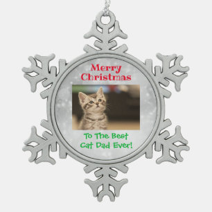 Weihnachts Bester Cat Vater Jeden Haustier Foto Schneeflocken Zinn-Ornament