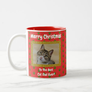Weihnachts Bester Cat Vater Jeden Haustier Foto Zweifarbige Tasse