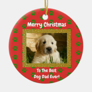 Weihnachts Bester Hund Vater je Begleiter Foto Keramik Ornament