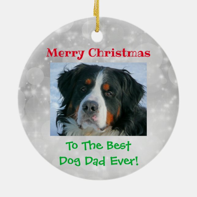 Weihnachts Bester Hund Vater je Begleiter Foto Keramik Ornament (Hinten)