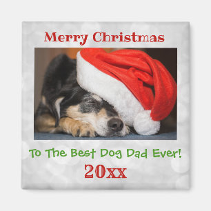 Weihnachts Bester Hund Vater je Begleiter Foto Magnet