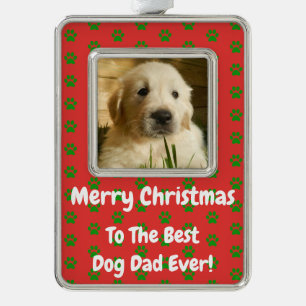 Weihnachts Bester Hund Vater je Begleiter Foto Rahmen-Ornament Silber