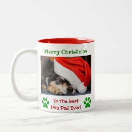 Weihnachts Bester Hund Vater je Begleiter Foto Zweifarbige Tasse