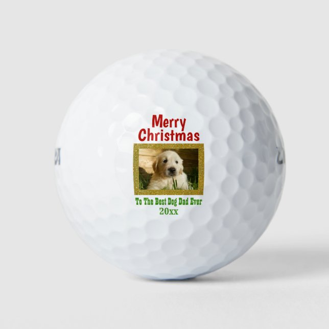 Weihnachts Bester Hund Vater je Haustier Custom Fo Golfball (Vorderseite)