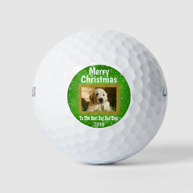 Weihnachts Bester Hund Vater je Haustier Custom Fo Golfball (Vorderseite)