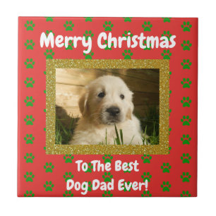 Weihnachts-Bester Hund-Vater je Hund Foto Fliese