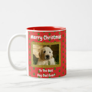 Weihnachts-Bester Hund-Vater je Hund Foto Zweifarbige Tasse