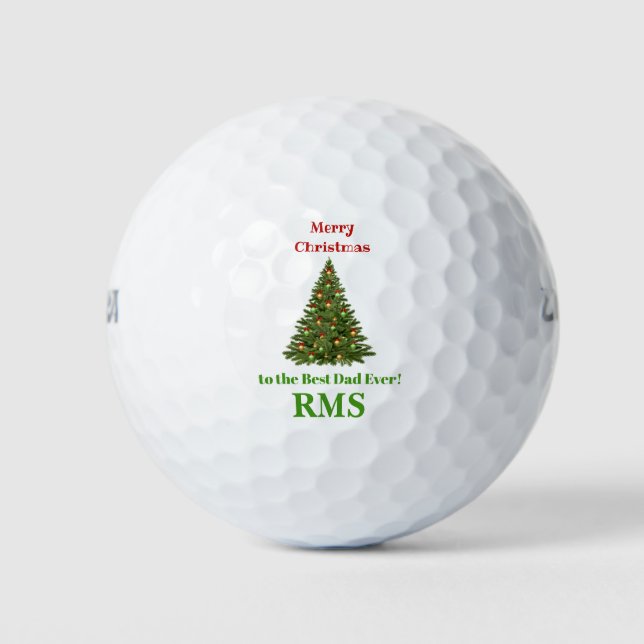 Weihnachts Bester Vater je Custom Monogram Golfball (Vorderseite)