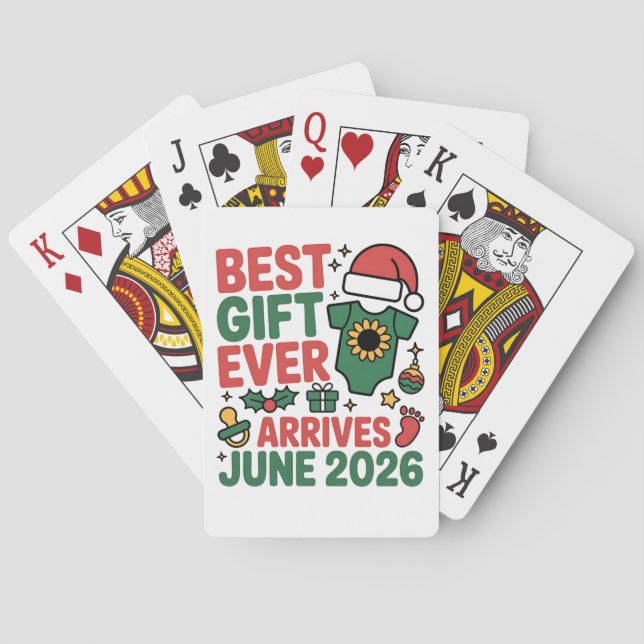 Weihnachts Bestes Geschenk je Ankunft Juni 2026 Spielkarten (Rückseite)