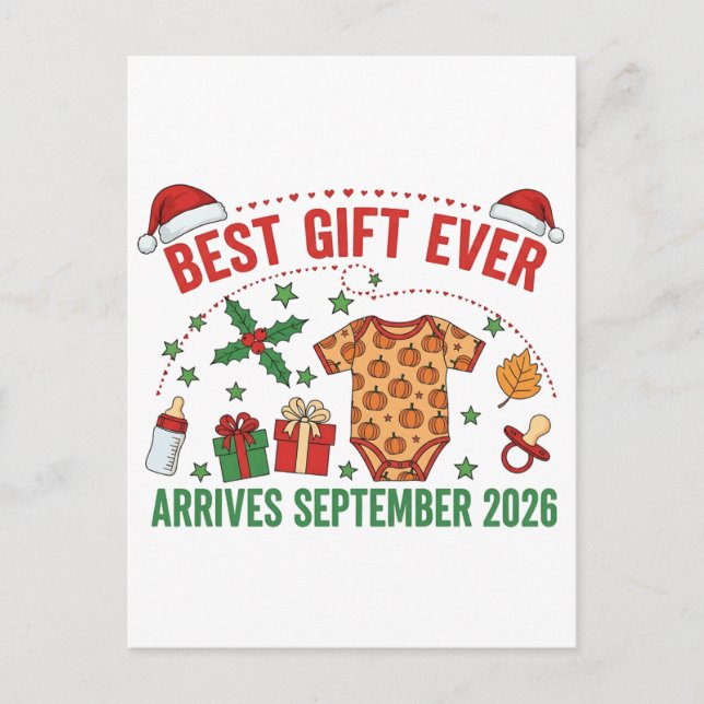 Weihnachts Bestes Geschenk je Ankunft September 20 Ankündigungspostkarte (Vorderseite)