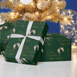 Weihnachts-Bibelverse auf Grün Geschenkpapier