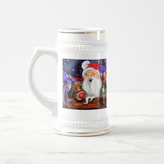 Weihnachts-Bierstein Gift Weihnachten mit Rentiers Bierglas (Links)