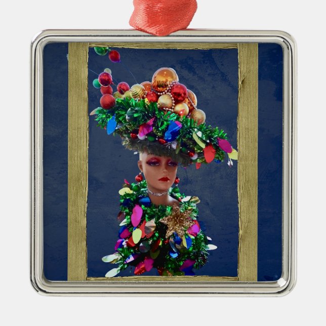 Weihnachts Big Derby Party Hat mit farbenfrohen Ba Ornament Aus Metall (Vorne)