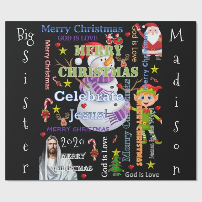 Weihnachts Big Sister Wrapping Paper Jesus Santa S Geschenkpapier (Flach)