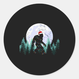 Weihnachts-Bigfoot-Sasquatch-Baumlichter Lustige W Runder Aufkleber
