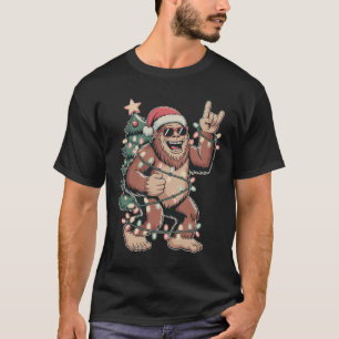 Weihnachts Bigfoot Sasquatch Weihnachtsmannmütze W T-Shirt
