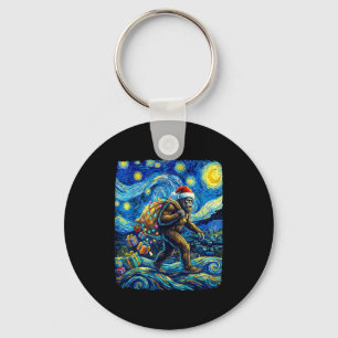 Weihnachts-Bigfoot-Weihnachtsmannmütze Van Gogh St Schlüsselanhänger