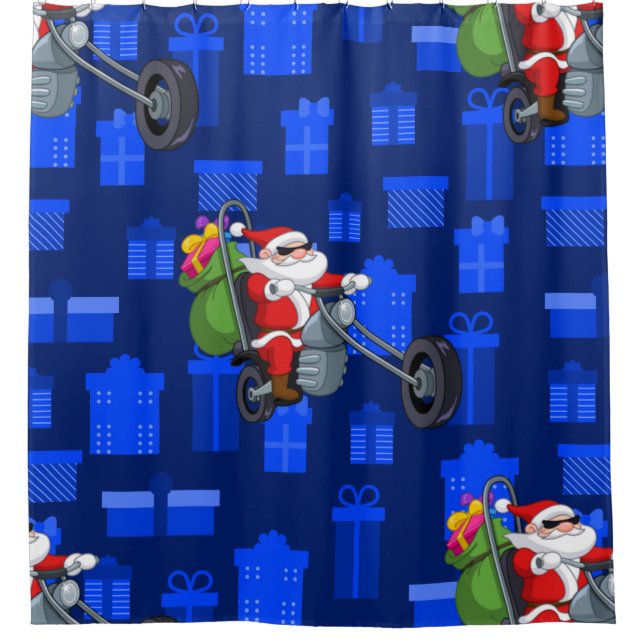 Weihnachts-Biker Duschvorhang (Vorderseite)