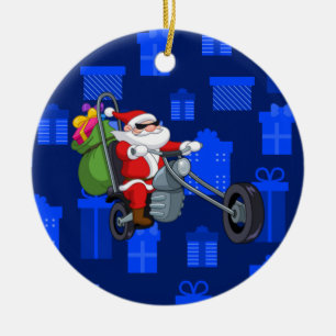 Weihnachts-Biker Keramik Ornament