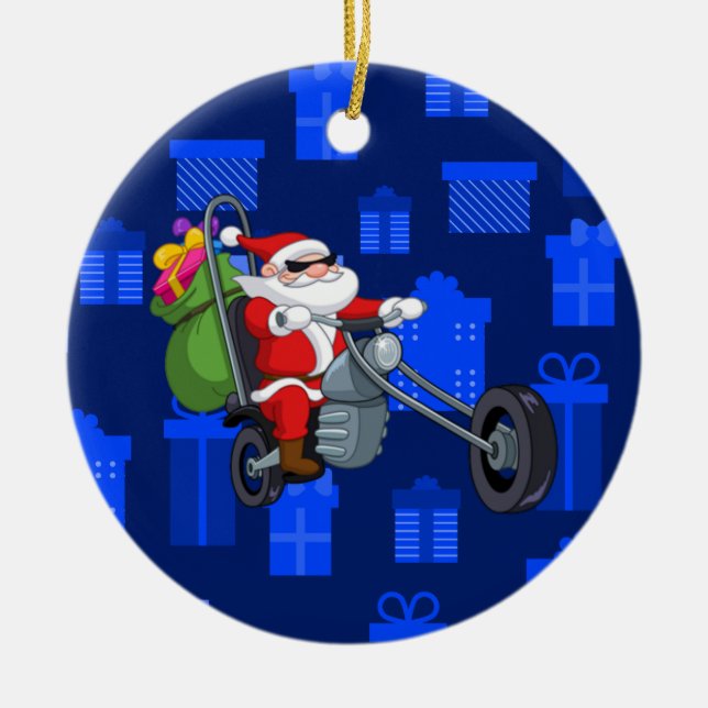 Weihnachts-Biker Keramik Ornament (Vorne)