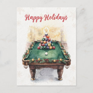 Weihnachts-Billardspieler-Weihnachtskarten Feiertagspostkarte
