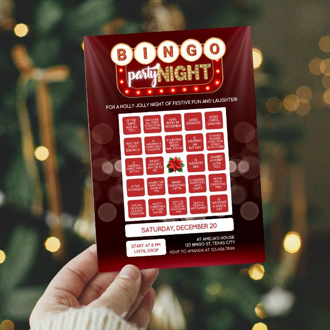 Weihnachts-Bingo-Karte Einladung (Holiday Ladies Night Out Christmas Holiday Bingo Game Card Invitation)