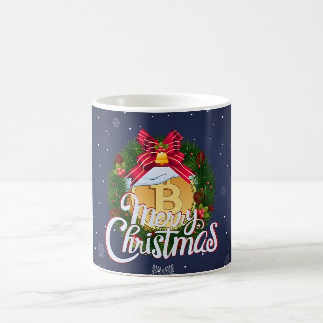 Weihnachts-Bitcoin im Holiday Wreath Kaffeetasse (Mittel)
