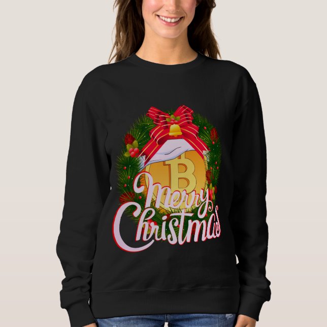 Weihnachts-Bitcoin im Holiday Wreath Sweatshirt (Vorderseite)
