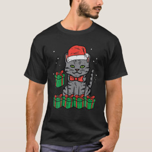 Weihnachts Black Cat Santa Niedlich Meowy Xmas Män T-Shirt