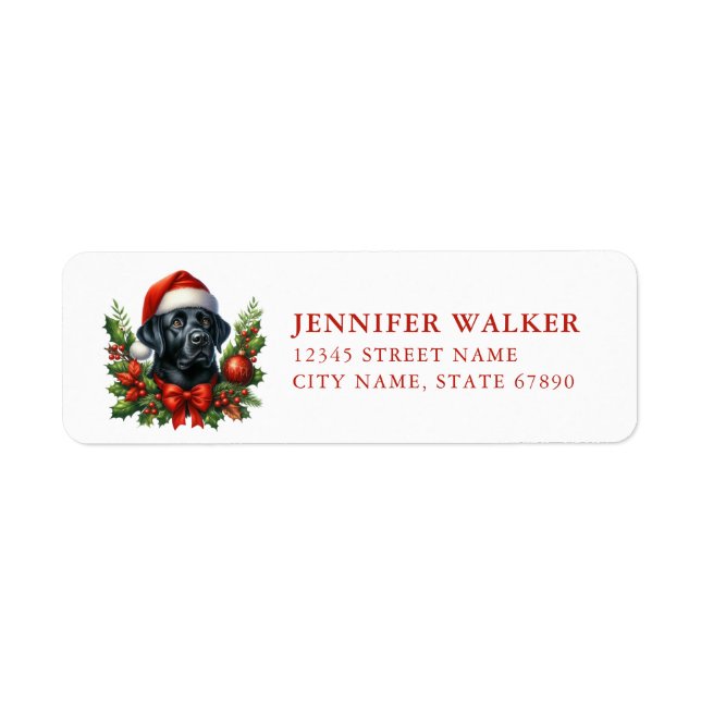 Weihnachts Black Labrador Retriever Address Labels (Vorne)