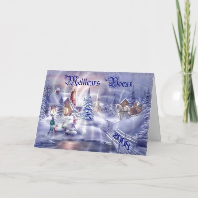 Weihnachts-Blank-French-Grußkarte Feiertagskarte (Vorderseite)