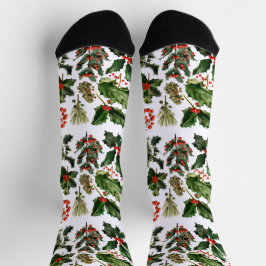 Weihnachts-Blätter und Holly-Crew-Socken Socken