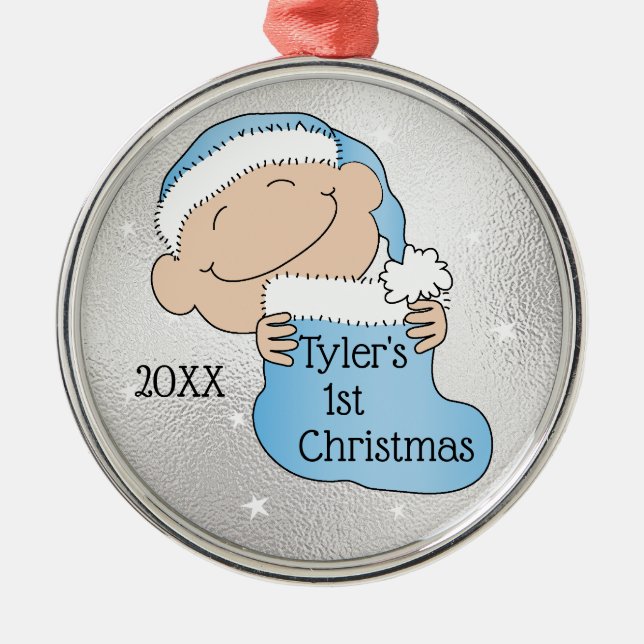 Weihnachts-Blauer Ornament Aus Metall (Vorne)