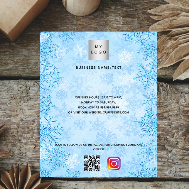 Weihnachts-blaues Firmenlogo qr-Code Flyer (Von Creator hochgeladen)