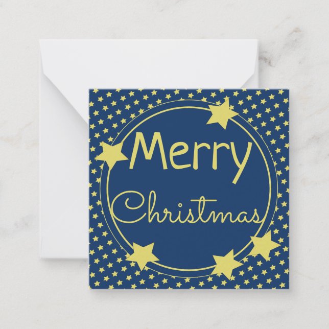 Weihnachts Blue Paper Note Flat Card mit Sternen Mitteilungskarte (Vorderseite)